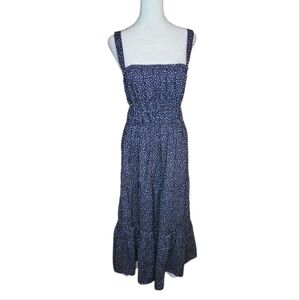 NEW J Crew Navy Polka Dot Convertible Strap Tiered Maxi Dress Small